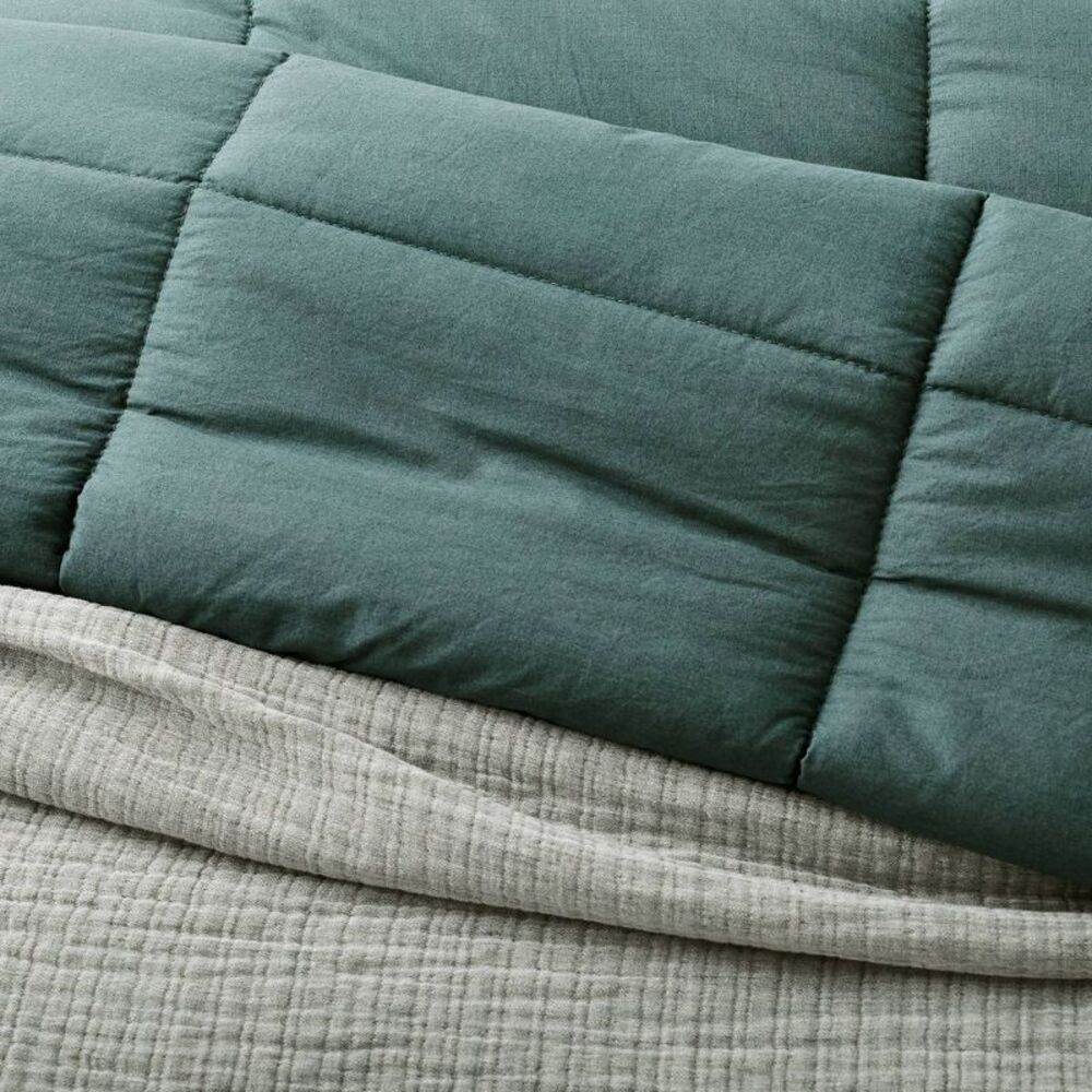 Casaluna - King/California King Textured Chambray Cotton Comf Blue - Picture 4 of 5